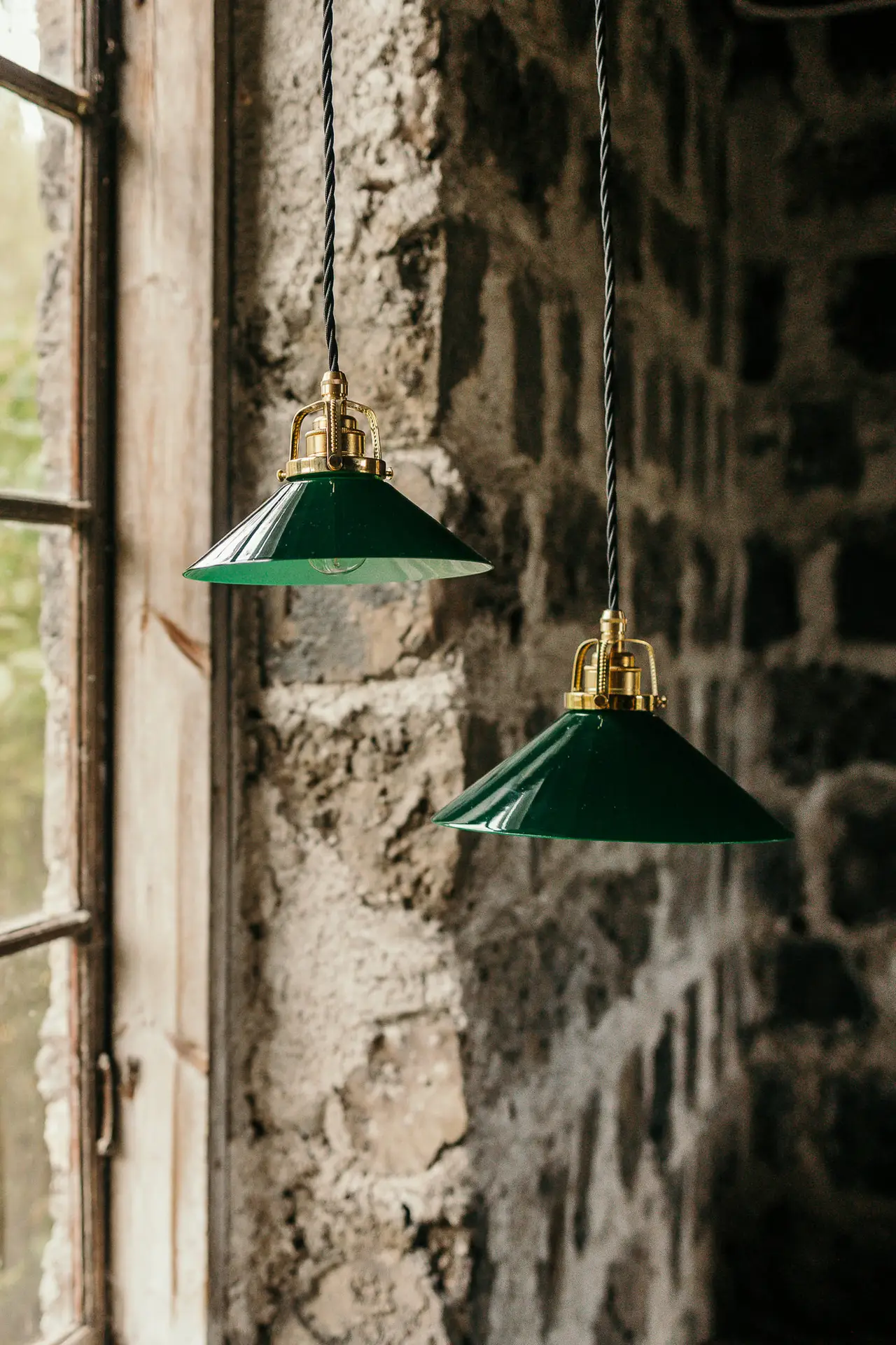 Skomakarlampa liten grön skärm vit sladd - Bild 2