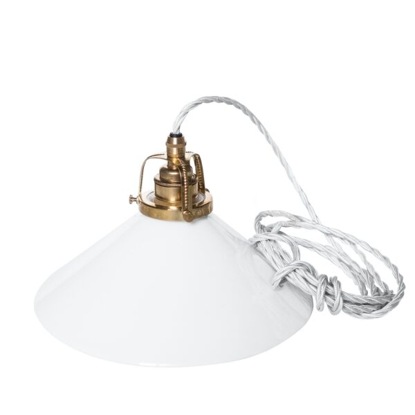 Shoemaker lamp small white shade white cord