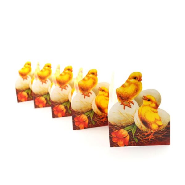 Paper rows of chicken on eggs