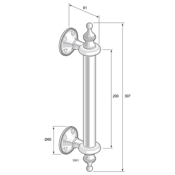 Pull handle 5881 Brass 200 mm - Image 2