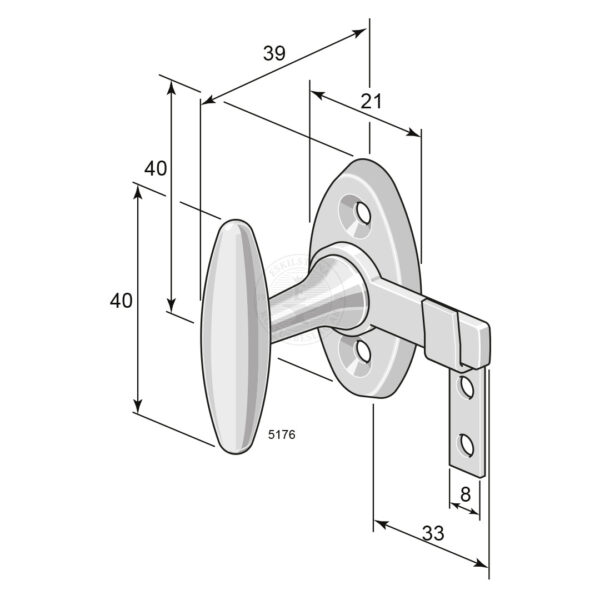 Window handle with hook 5176 nickel-plated - Image 2