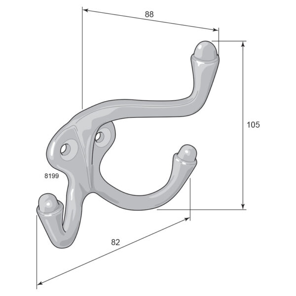 Hat and coat hook 8199 nickel plated - Image 2