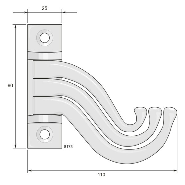 Clothes hook 3-piece 8173 Brass - Image 3