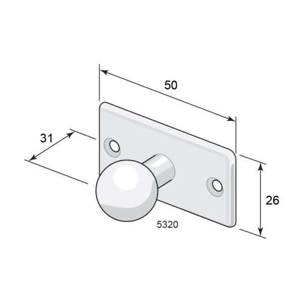 Drawer knob 5320 Nickel plated - Image 2